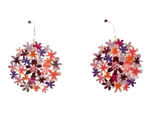Purple/ pink bouquet drop earrings