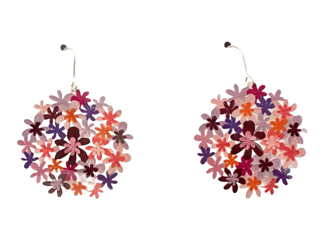 Purple/ pink bouquet drop earrings