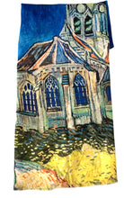 Load image into Gallery viewer, Art cotton scarf the church at Auvers Van Gough
