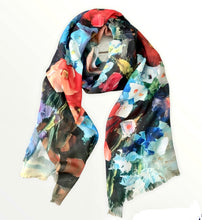 Load image into Gallery viewer, Art cotton scarf Spring flowers
