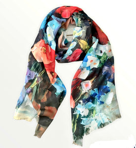Art cotton scarf Spring flowers
