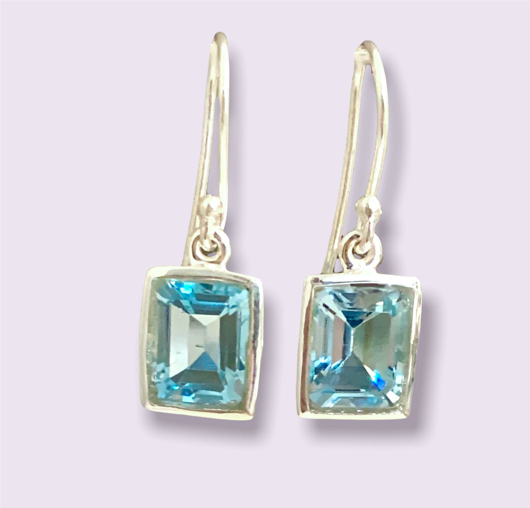 earrings blue topaz stone sterling silver