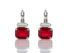 Load image into Gallery viewer, RUBY ITALIAN PETITE RECTANGLE &amp; BAGUETTE CRYSTAL EARRINGS
