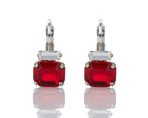 RUBY ITALIAN PETITE RECTANGLE & BAGUETTE CRYSTAL EARRINGS