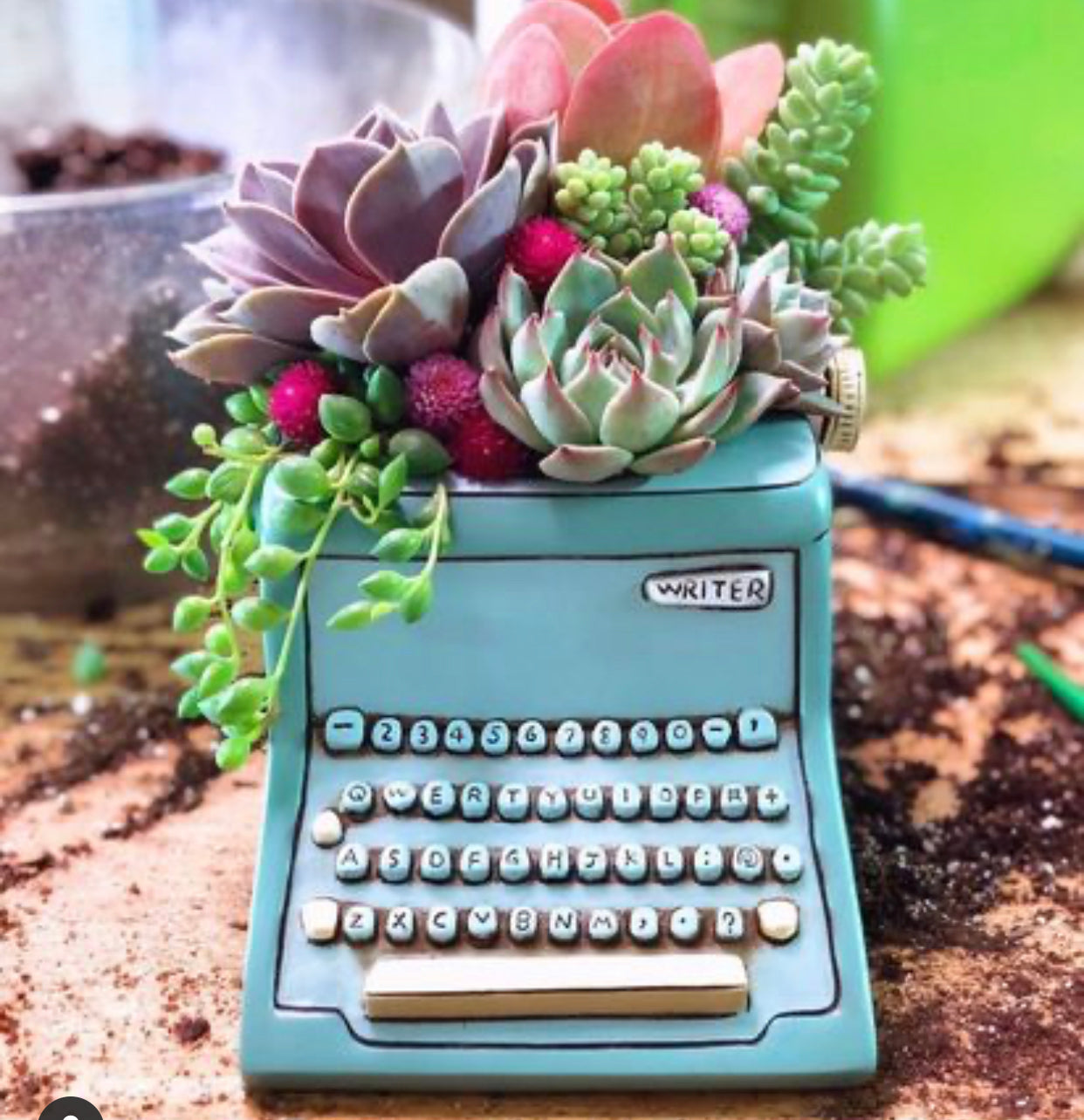typewriter planter pot Allen vintage typewriter planter