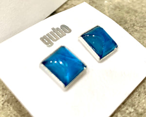 Gubo hand blown glass earrings blue / silver