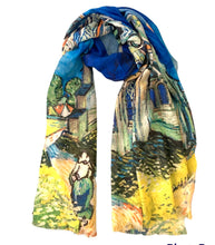 Load image into Gallery viewer, Art cotton scarf the church at Auvers Van Gough
