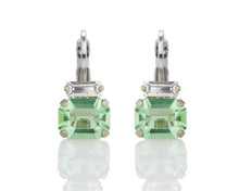 Load image into Gallery viewer, LIGHT GREEN ITALIAN PETITE RECTANGLE &amp; BAGUETTE CRYSTAL EARRINGS
