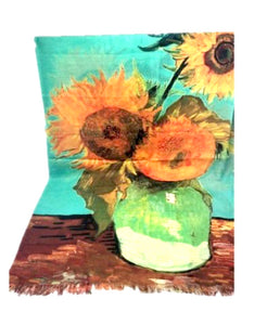 Art Cotton scarf  sunflowers