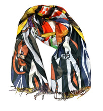 Load image into Gallery viewer, Arty wool/cotton scarf abstract cats
