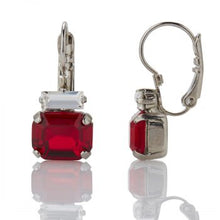 Load image into Gallery viewer, RUBY ITALIAN PETITE RECTANGLE &amp; BAGUETTE CRYSTAL EARRINGS
