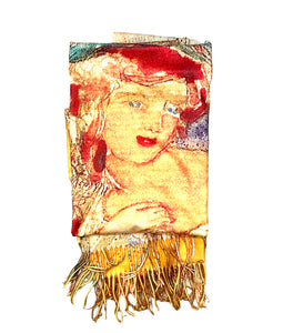 Cashmere luxurious art scarf golden lady