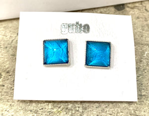Gubo hand blown glass earrings blue / silver