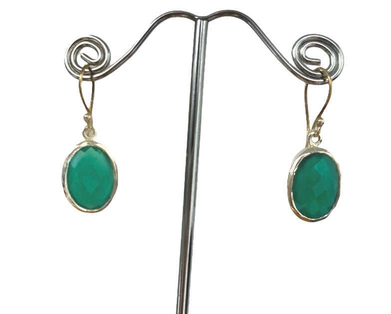earrings Green onyx sterling silver