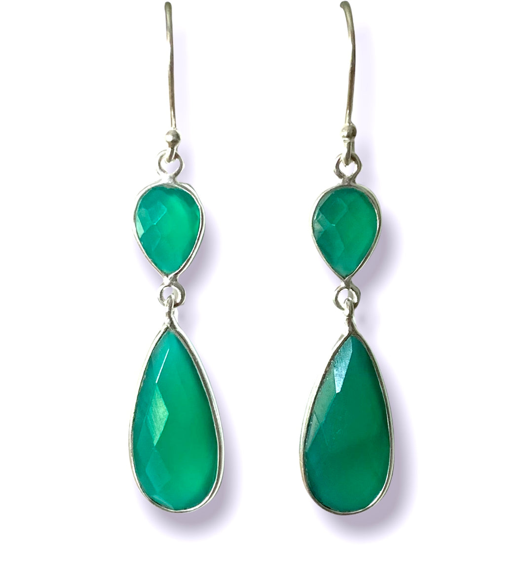 earrings  Green Onyx’s  sterling silver