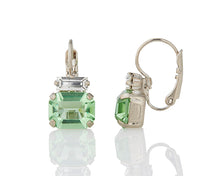Load image into Gallery viewer, LIGHT GREEN ITALIAN PETITE RECTANGLE &amp; BAGUETTE CRYSTAL EARRINGS

