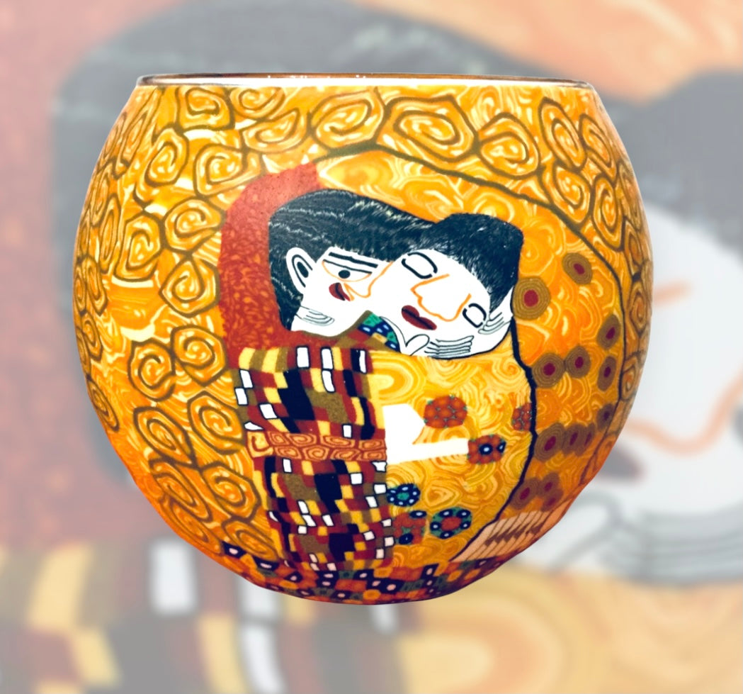 Glowing tea light holder Klimt kiss