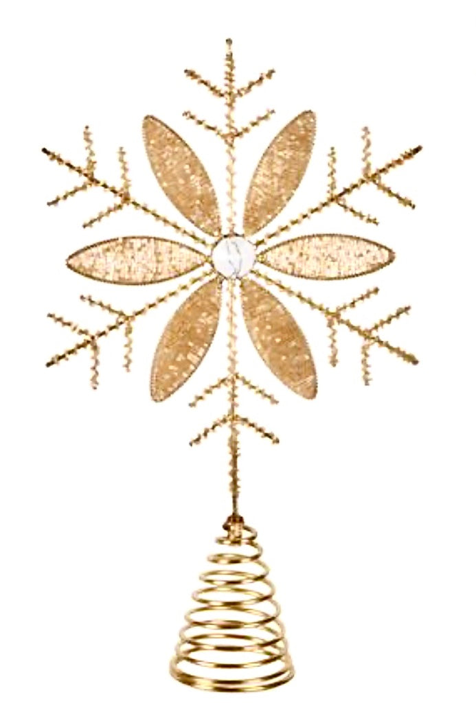 GOLD BEADED SNOWFLAKE TREE TOPPER