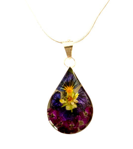 San Marco Flower resin necklace drop small, purple