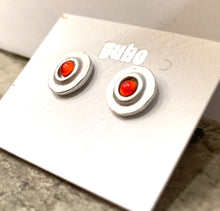 Load image into Gallery viewer, hand blown glass earrings silver/red
