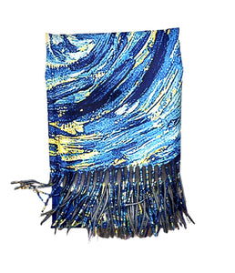 Cashmere luxurious art scarf starry night