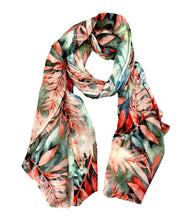 Load image into Gallery viewer, Wearable art scarf merino wool silk bush flowers
