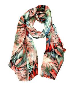 Wearable art scarf merino wool silk bush flowers