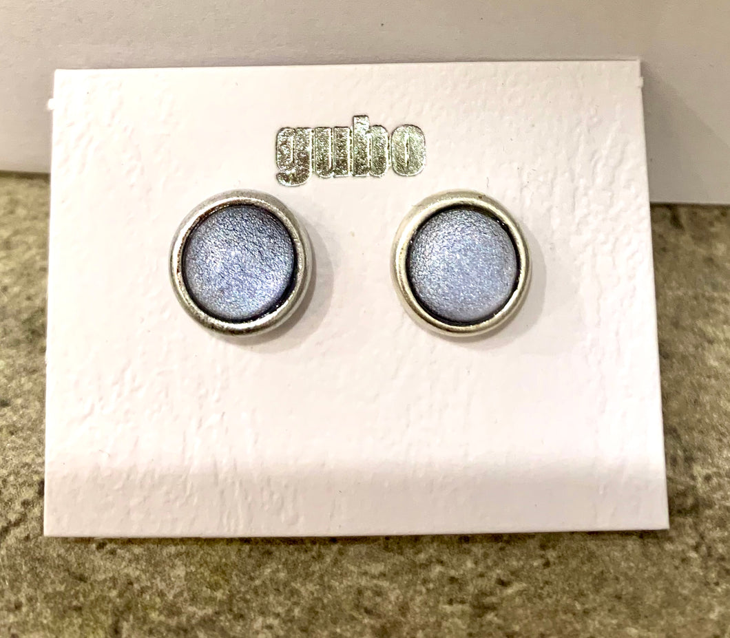 Gubo hand blown glass earrings silver/grey