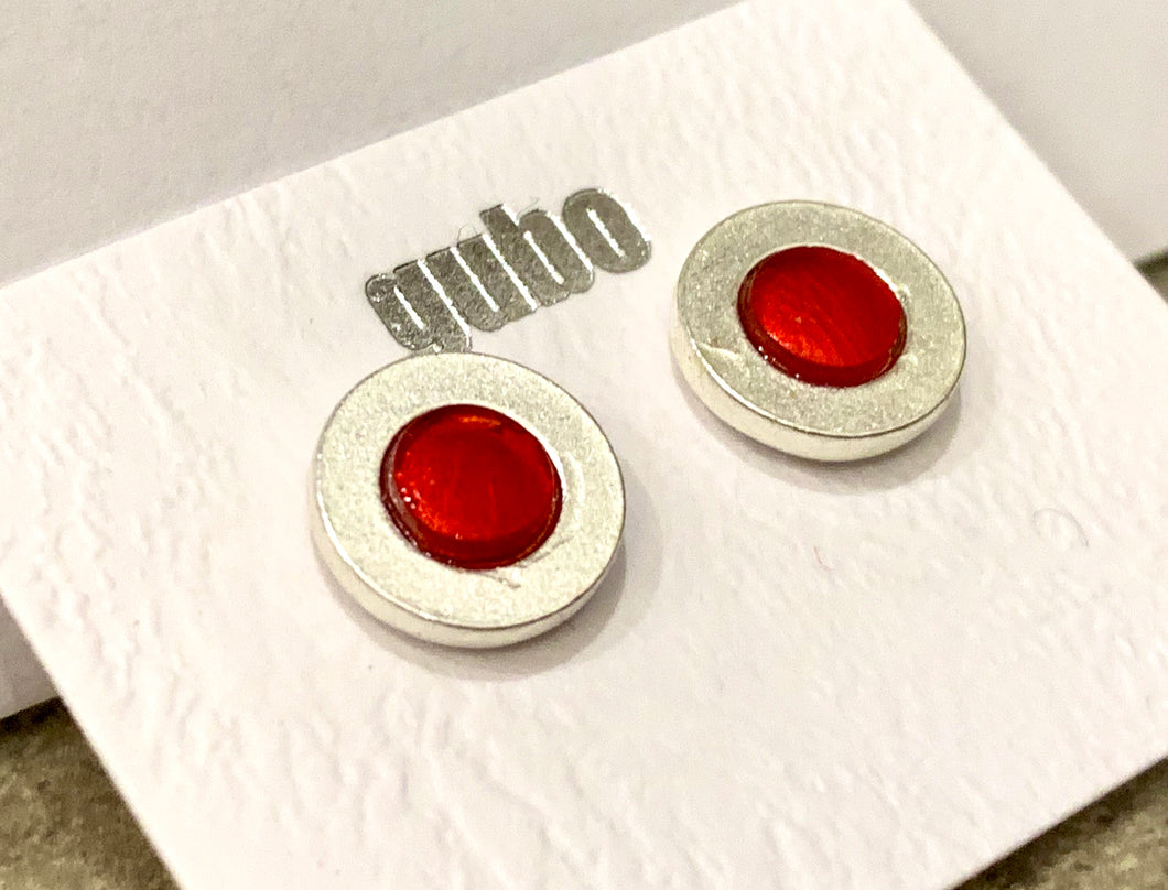 Gubo hand blown glass earrings red/silver