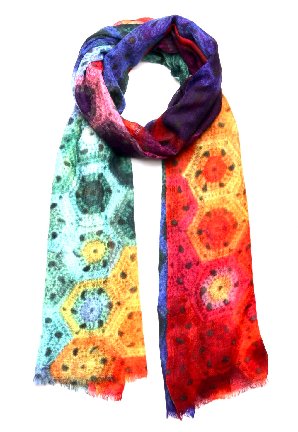 Wearable art scarf merino wool silk magic