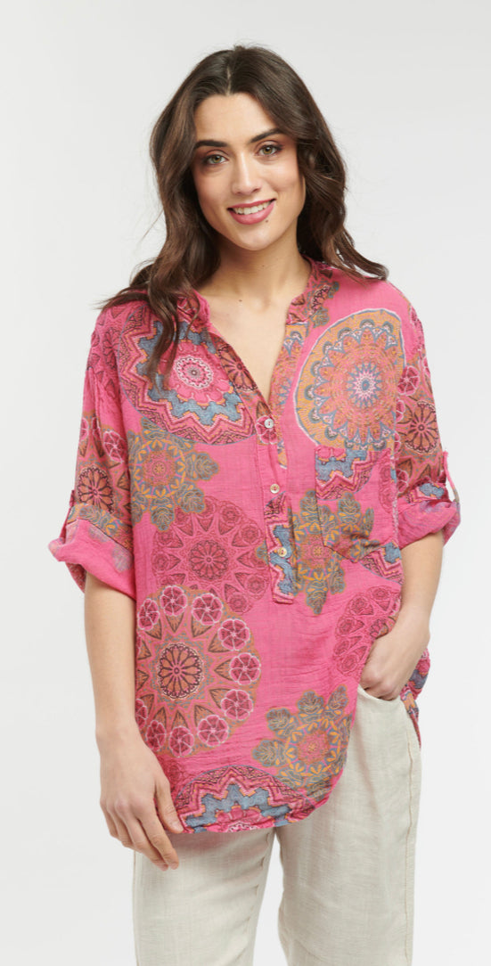 Rodeo shirt fuchsia Italian star