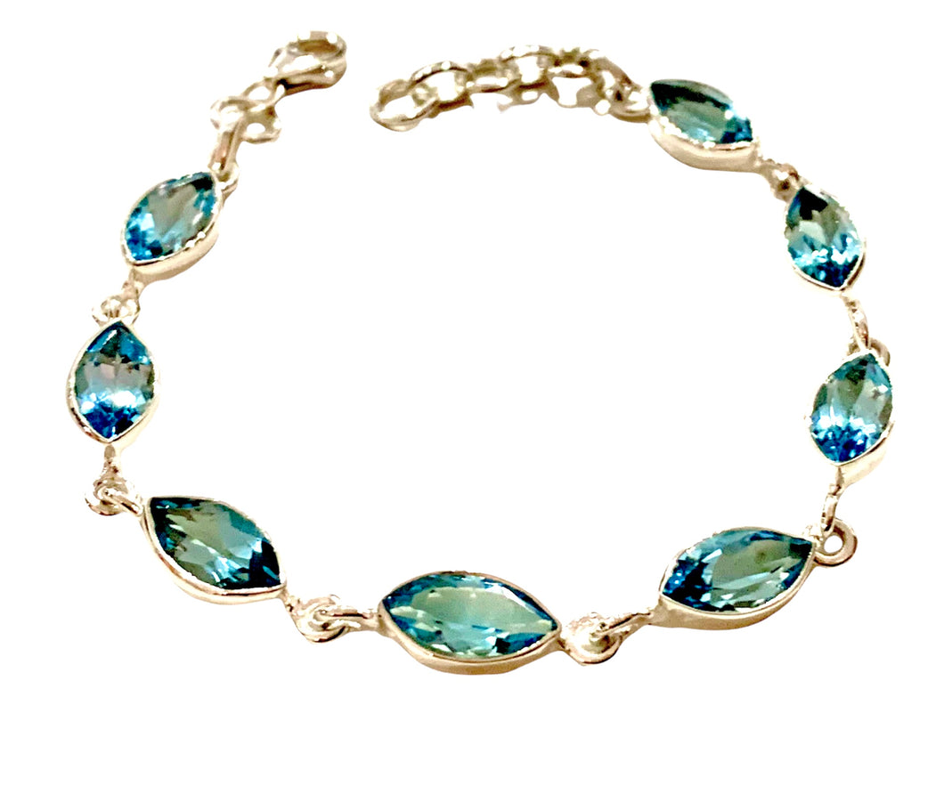 Stone sterling silver bracelet blue topaz