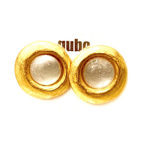 Gubo earrings  hand blown glass glass white/gold