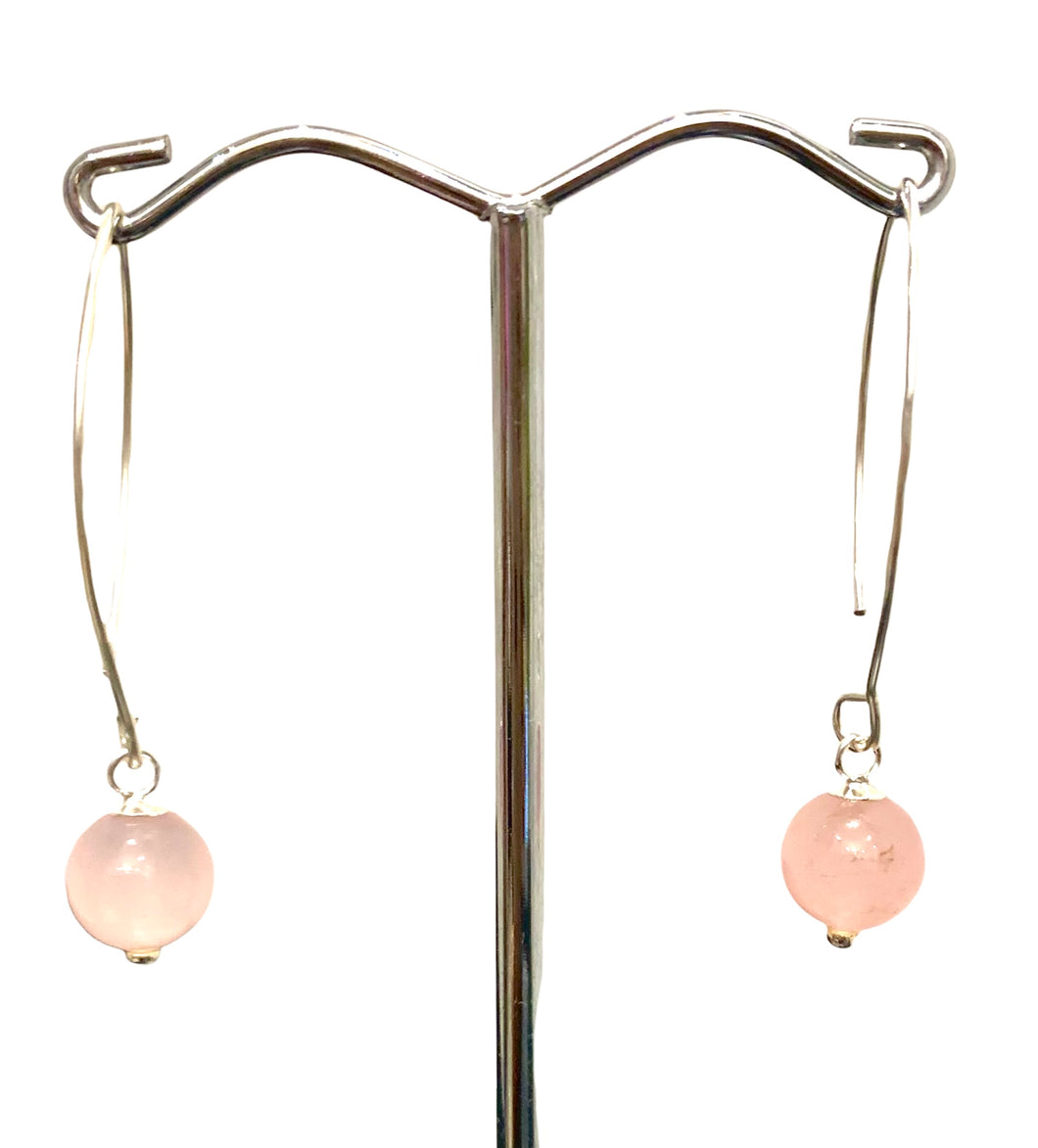 Pink quartz sterling silver earrings