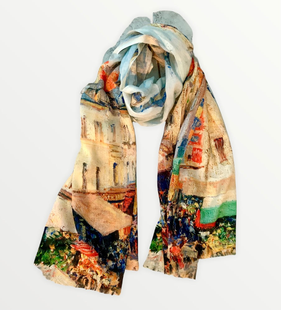 Art cotton  scarf  French town