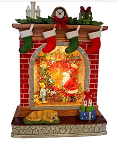 LED W-S Fireplace Santa & Kid