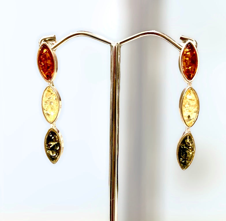 Amber earrings drop 3.5cm