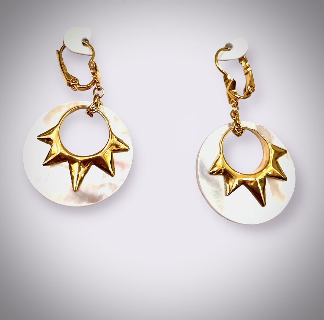 Franck Herval earrings mother of pearl 4cm drop