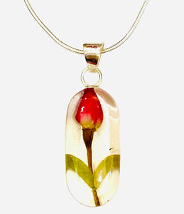 San Marco flower resin necklace red rose bud