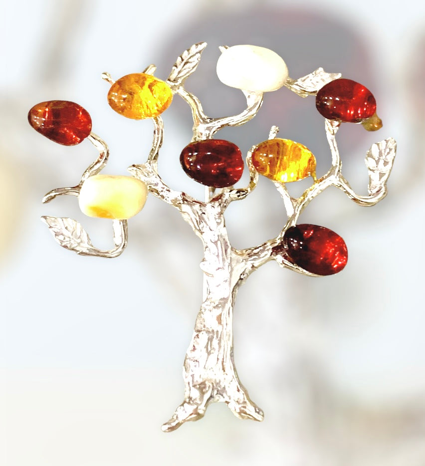 Amber Tree of life broche 4 x 4cm