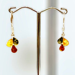 Amber earrings multicolored cluster 1.5cm