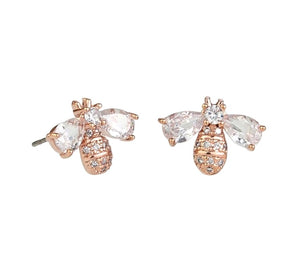 Tiger tree rose gold Crystal bee studs