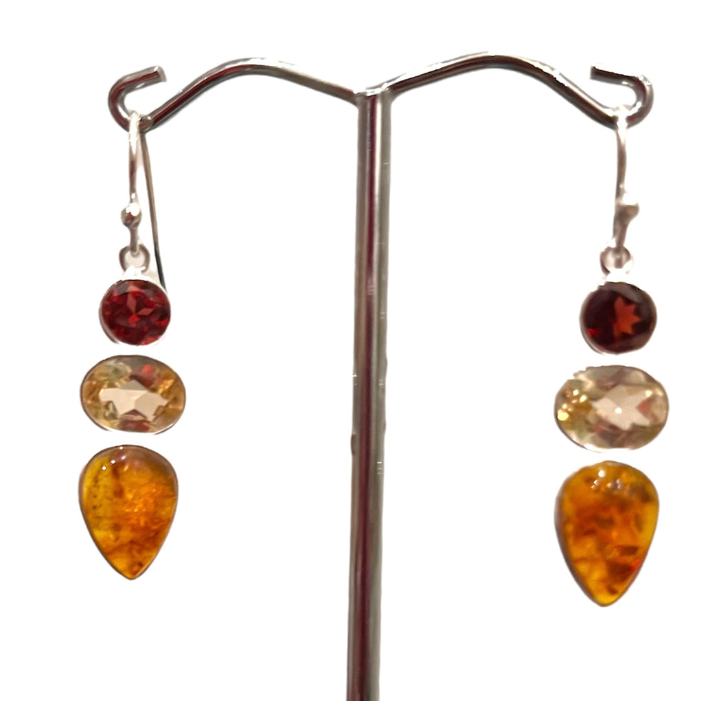 Amber earrings multicolored 2cm