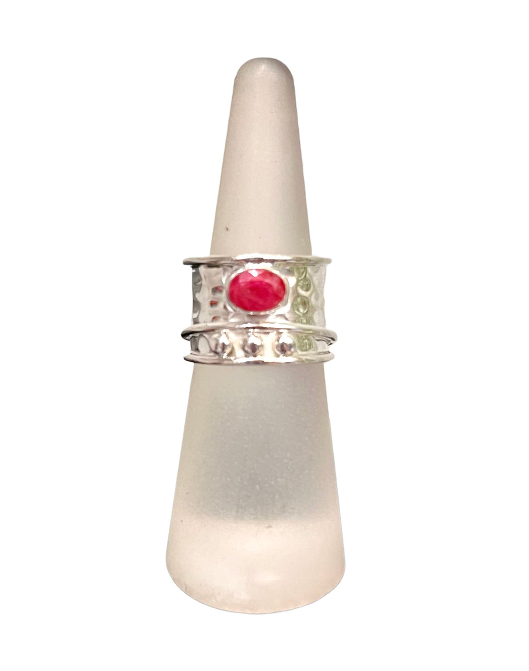 Spinner ring ruby and silver style 0016