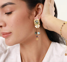 Load image into Gallery viewer, Franck Herval earrings abalone mother of pearl 6cm drop
