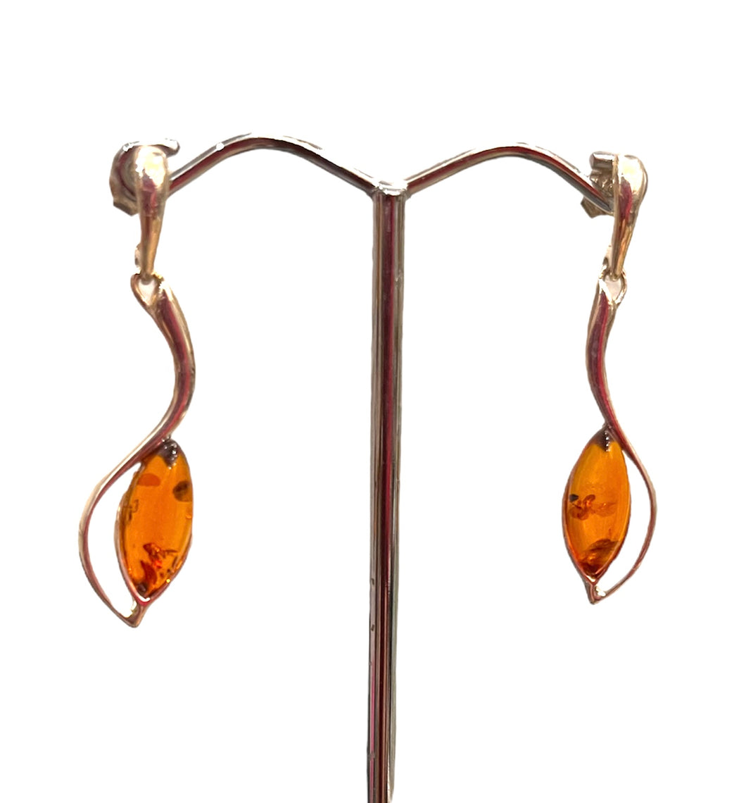 Amber earrings drop 2.5 cm