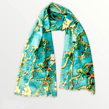 Load image into Gallery viewer, Art Cotton scarf  blossoms Van Gough
